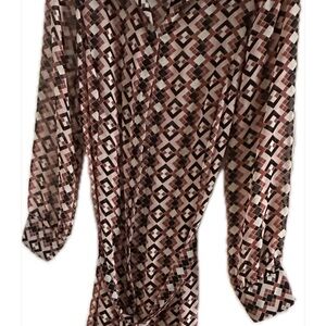 Nina Parker Geometric Pattern Blouse - Black, Brown, Cream